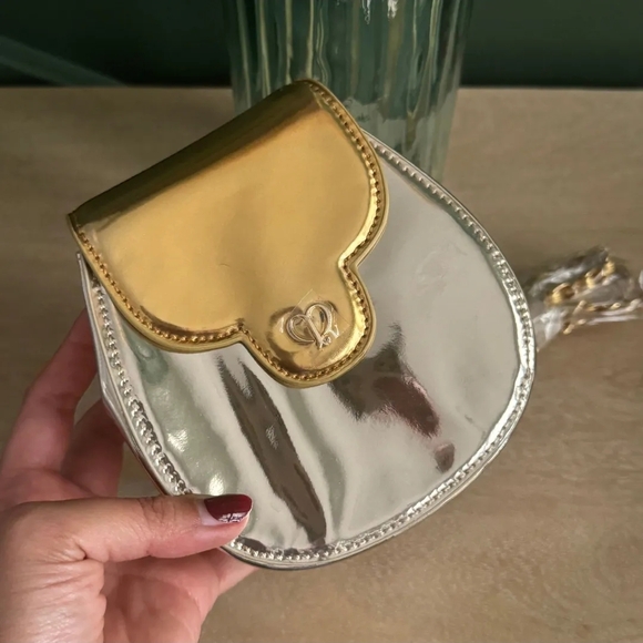 Cle De Peau Silver And Gold Metallic Mini Crossbody Bag With Chain Strap NEW - Picture 2 of 16